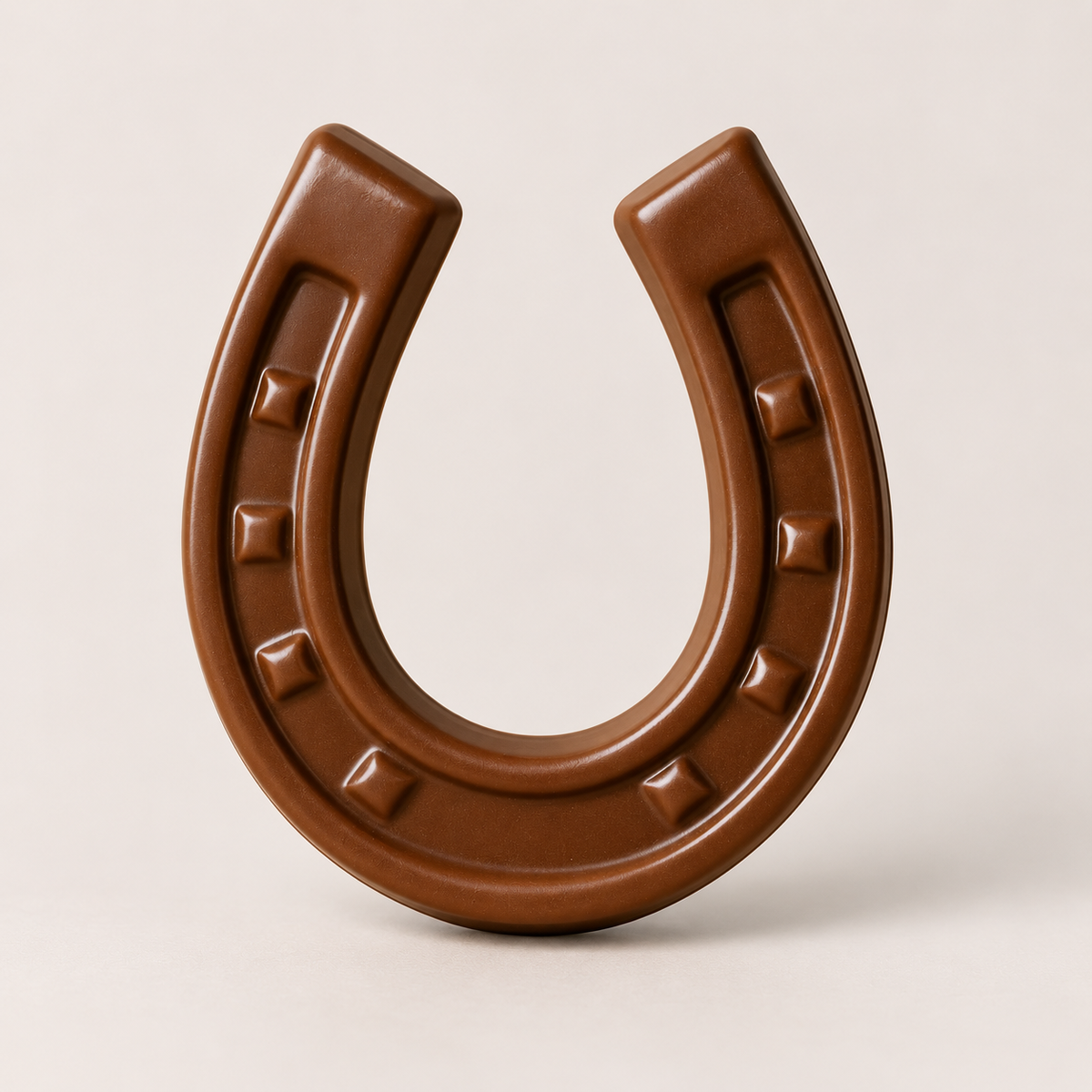 a chocolate horseshoe on a white background