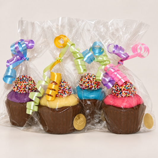 a group of cupcakes wrapped in plastic
