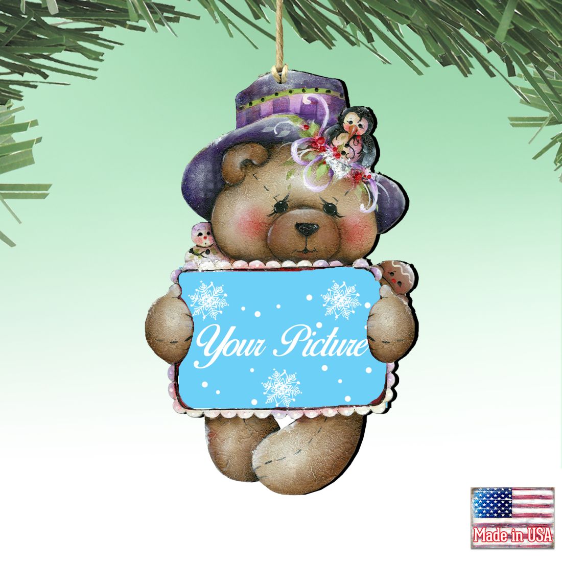 Teddy Bear Picture Frame Ornaments - Ornament for Photo - Christmas Decor - 8457510PF
