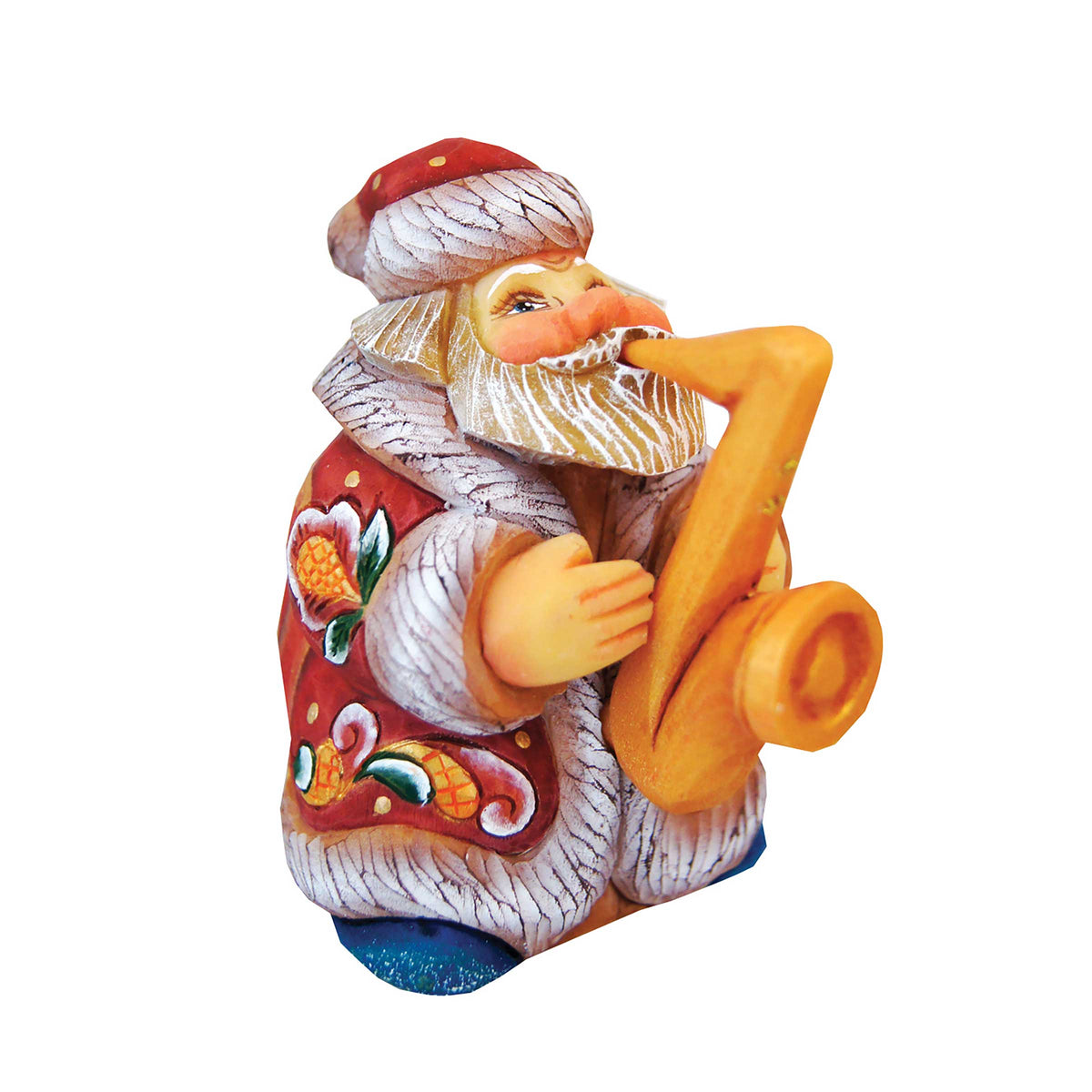 Mini Jazzman Santa Handcrafted Christmas Figurine - G. DeBrekht - Christmas Santa Snowman Decor - 517637