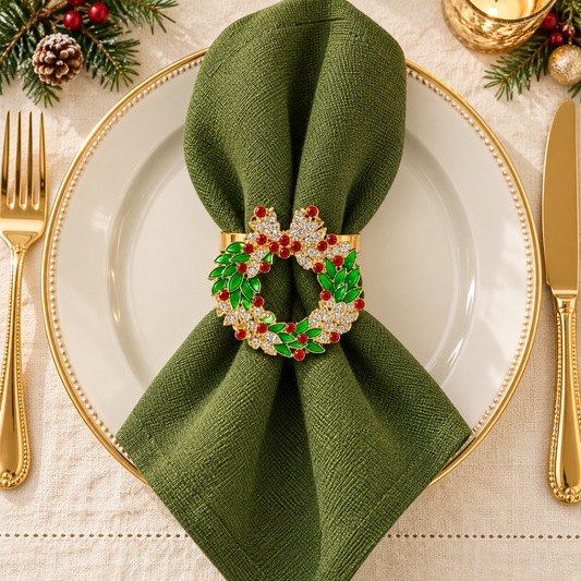 a plate with a napkin and a napkin ring on it
