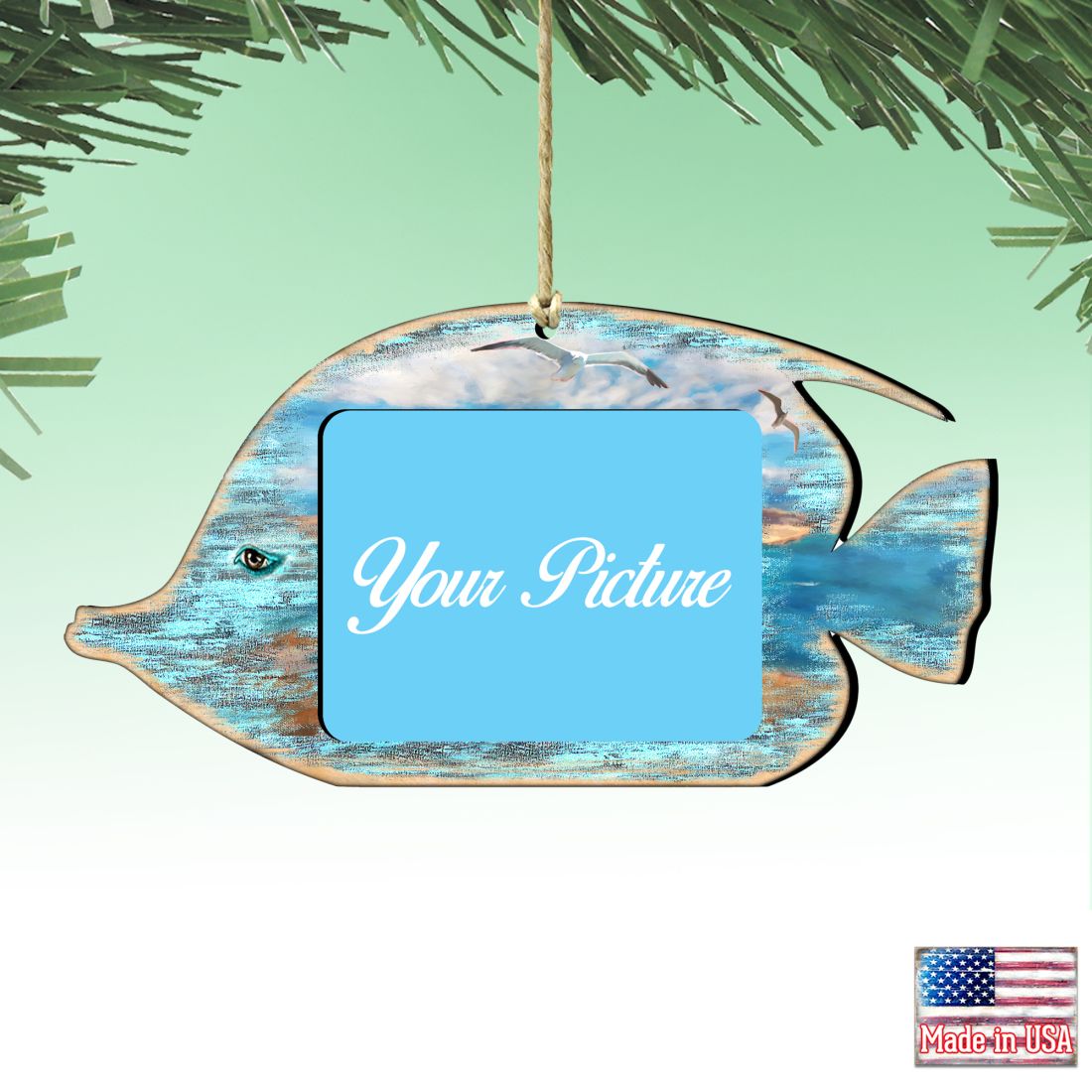 Tropical Fish Coastal Picture Frame Ornaments - Ornament for Photo - Coastal Holiday Decor - 8198527PF