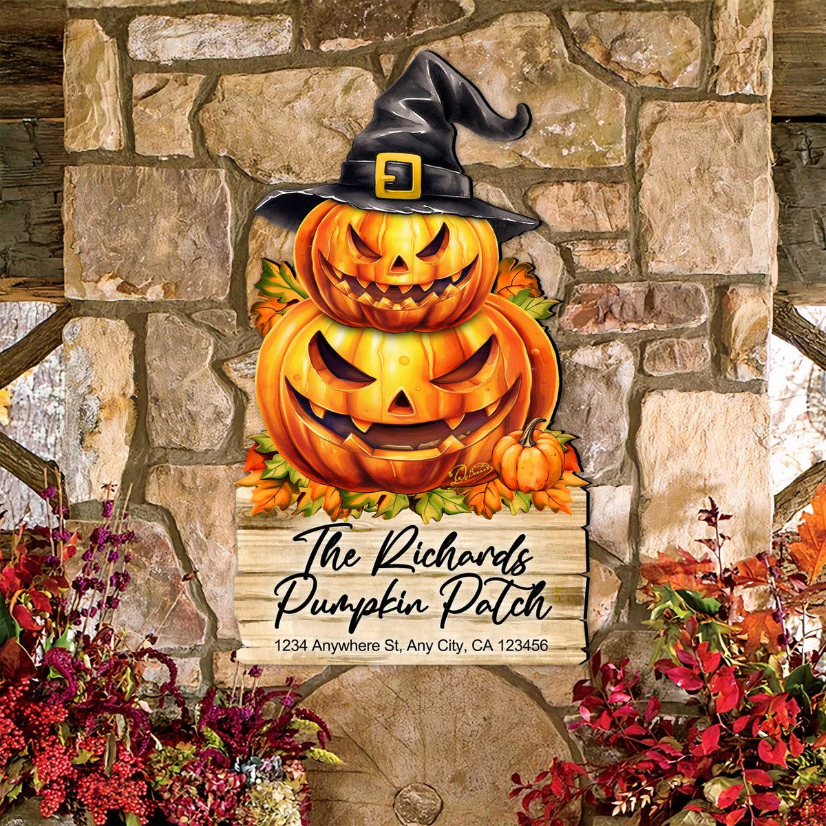 Custom Pumpkin Patch Family Door Hanger - Halloween Decor - 8652823HC