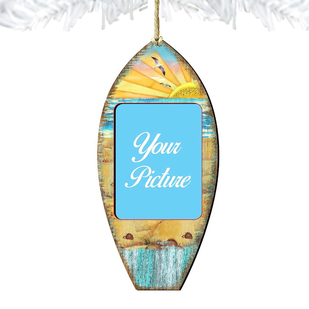 Surfboard Coastal Picture Frame Ornaments - Ornament for Photo - Coastal Holiday Decor - 8198522PF