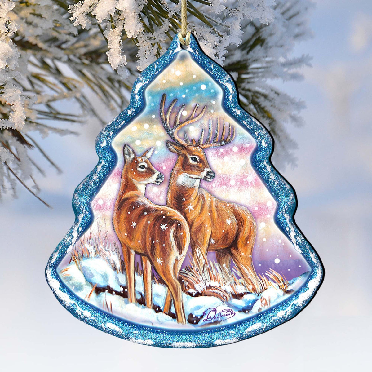 Reindeer Tree Wooden Ornaments by G. DeBrekht - Wildlife Holiday Decor - 8176229