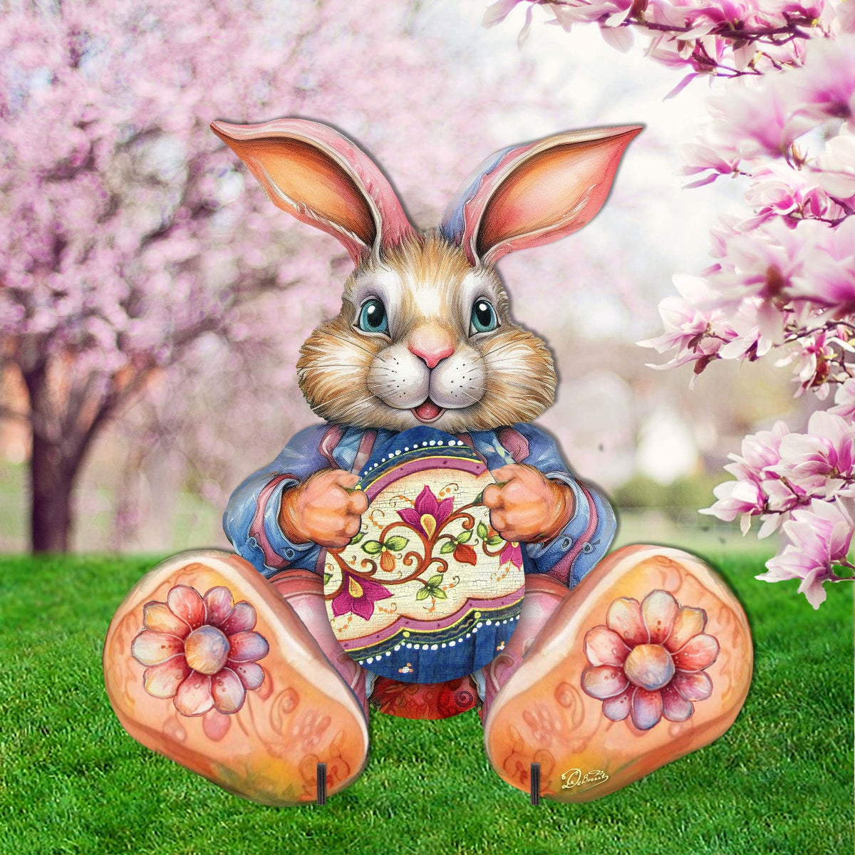 Easter Bunny Boy with Egg Easter Yard Sign by G. DeBrekht - Easter Spring Decor - 8652767F