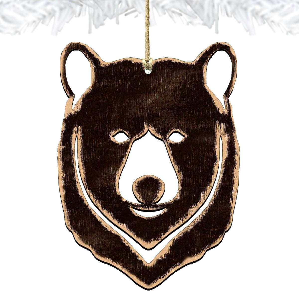 Bear Face Wooden Rustic Ornaments - Set of 3 992144