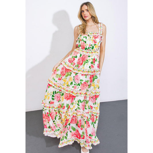 PULLING HEARTSTRINGS WOVEN MAXI DRESS