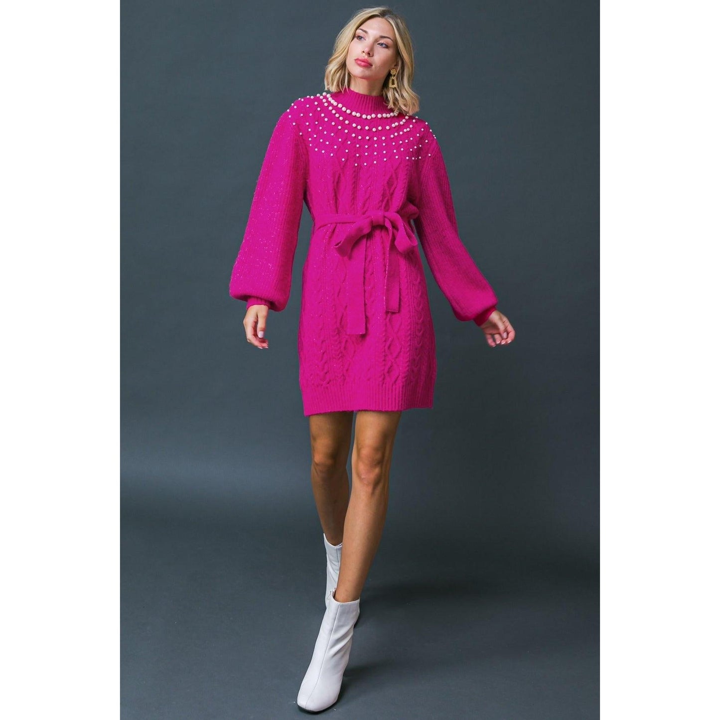 BRING THE VIBES SWEATER MINI DRESS