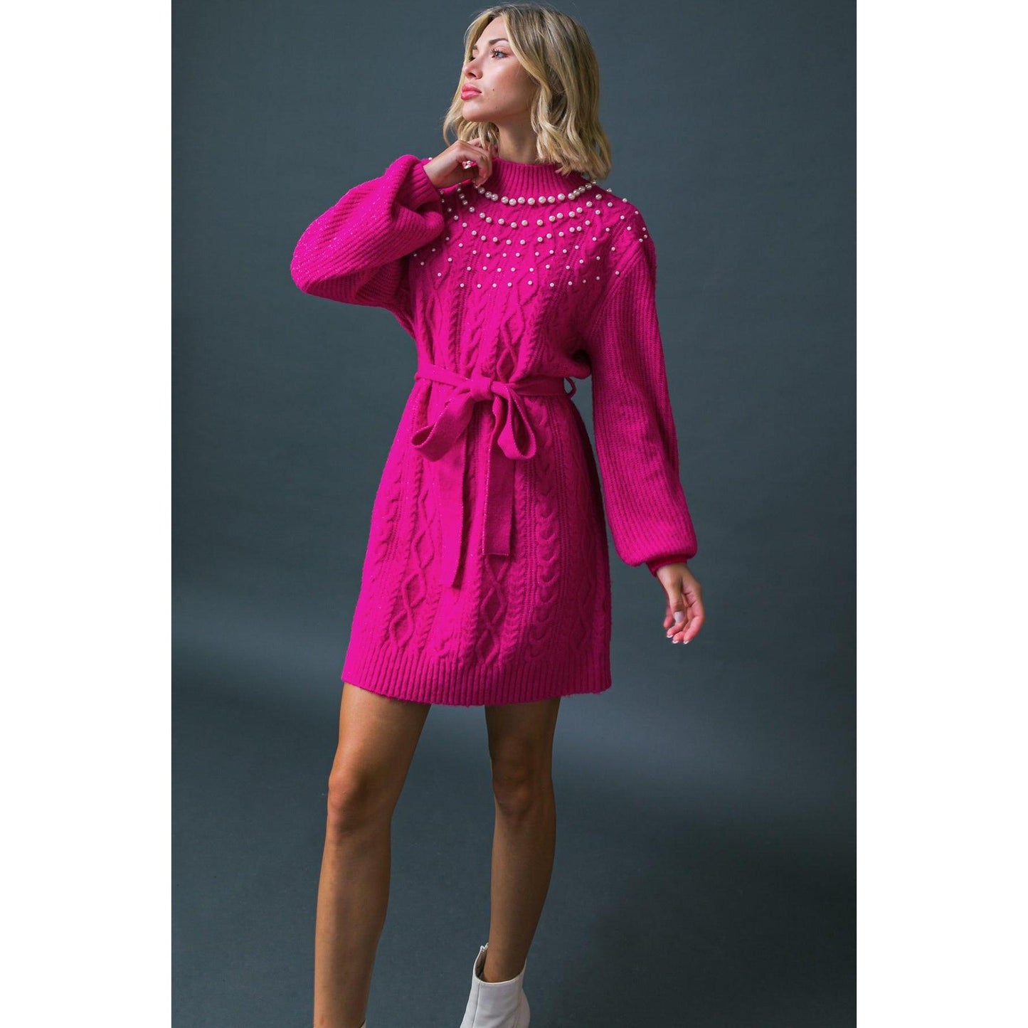 BRING THE VIBES SWEATER MINI DRESS