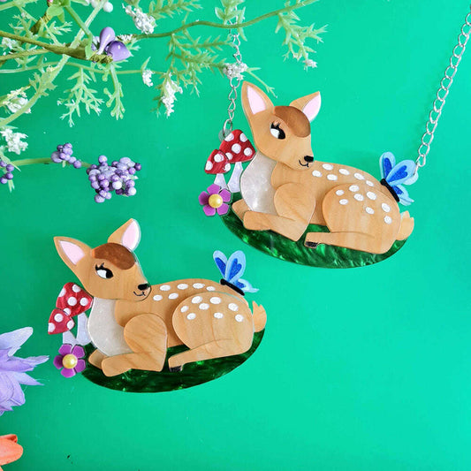 Fallow Deer Fawn Brooch by Cherryloco