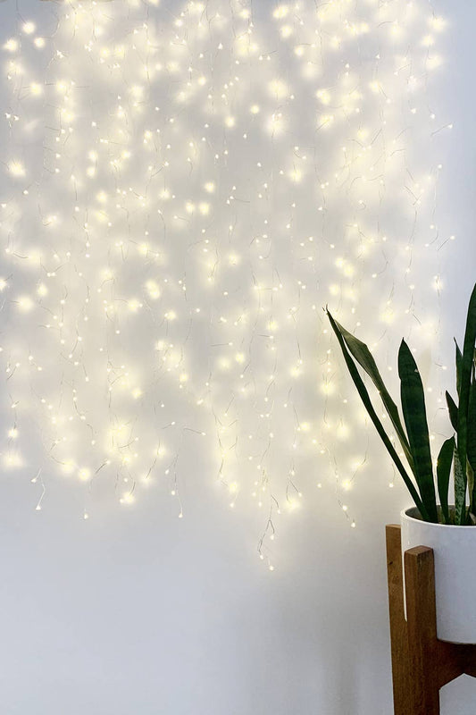 480 LED Cluster Curtain Fairy Lights Plug in - Warm White