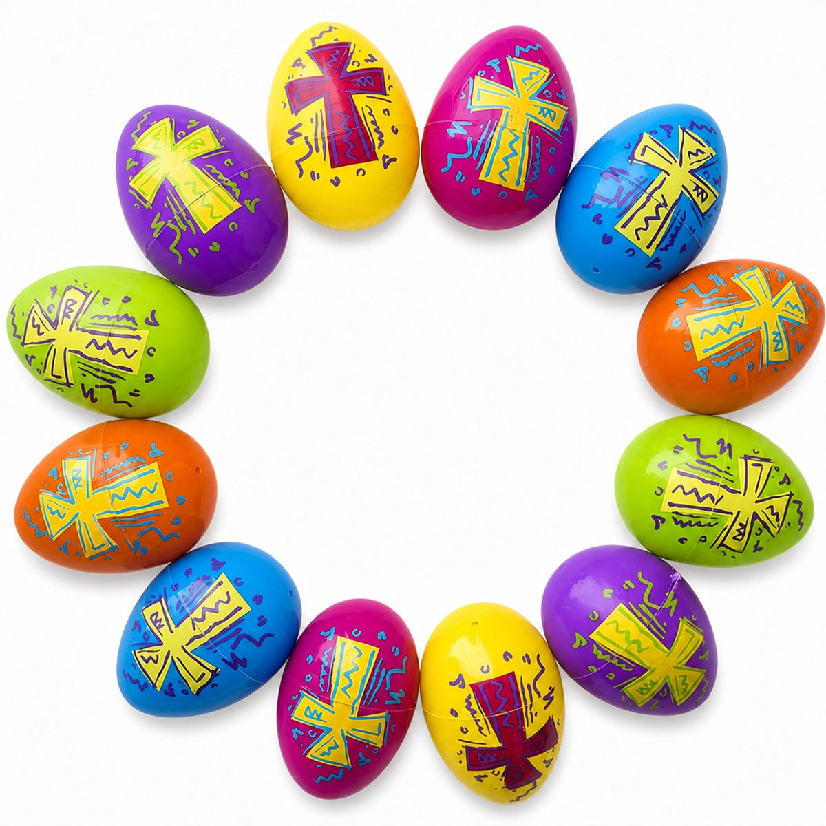 a group of colorful eggs