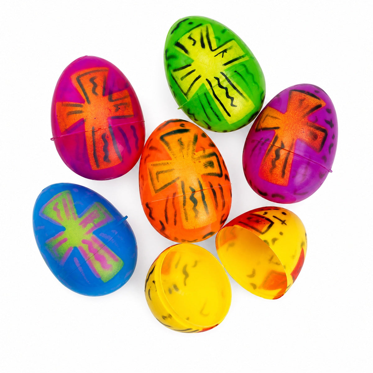 a group of colorful eggs