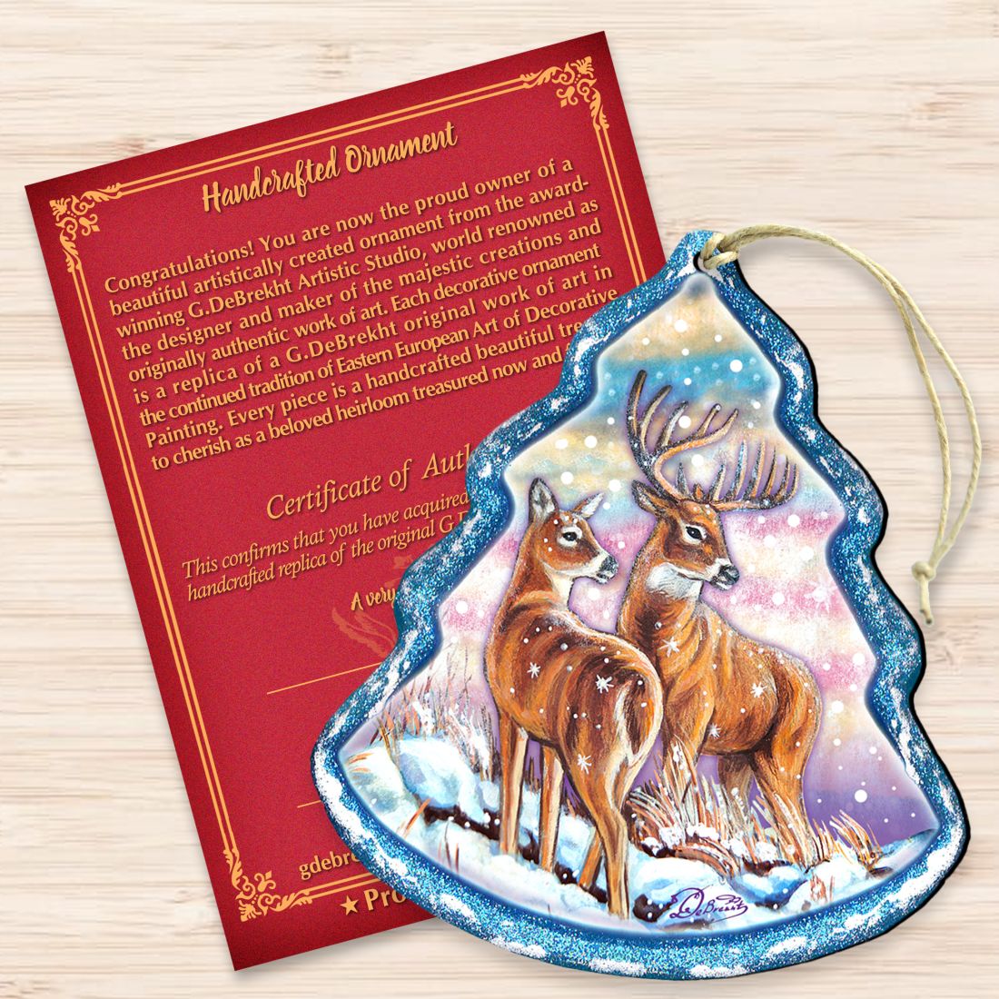 Reindeer Tree Wooden Ornaments by G. DeBrekht - Wildlife Holiday Decor - 8176229