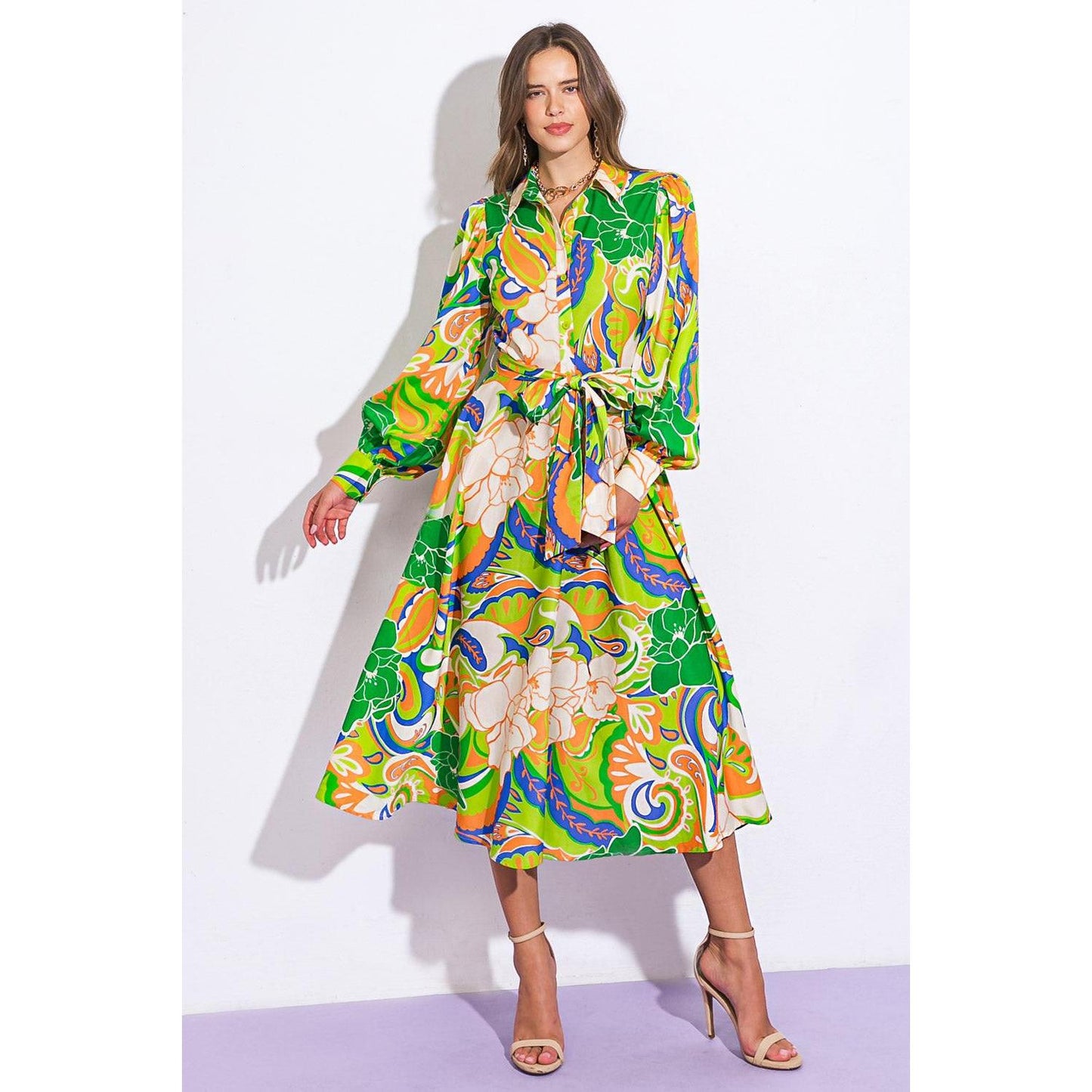 DESIRABLE STYLE WOVEN MIDI DRESS