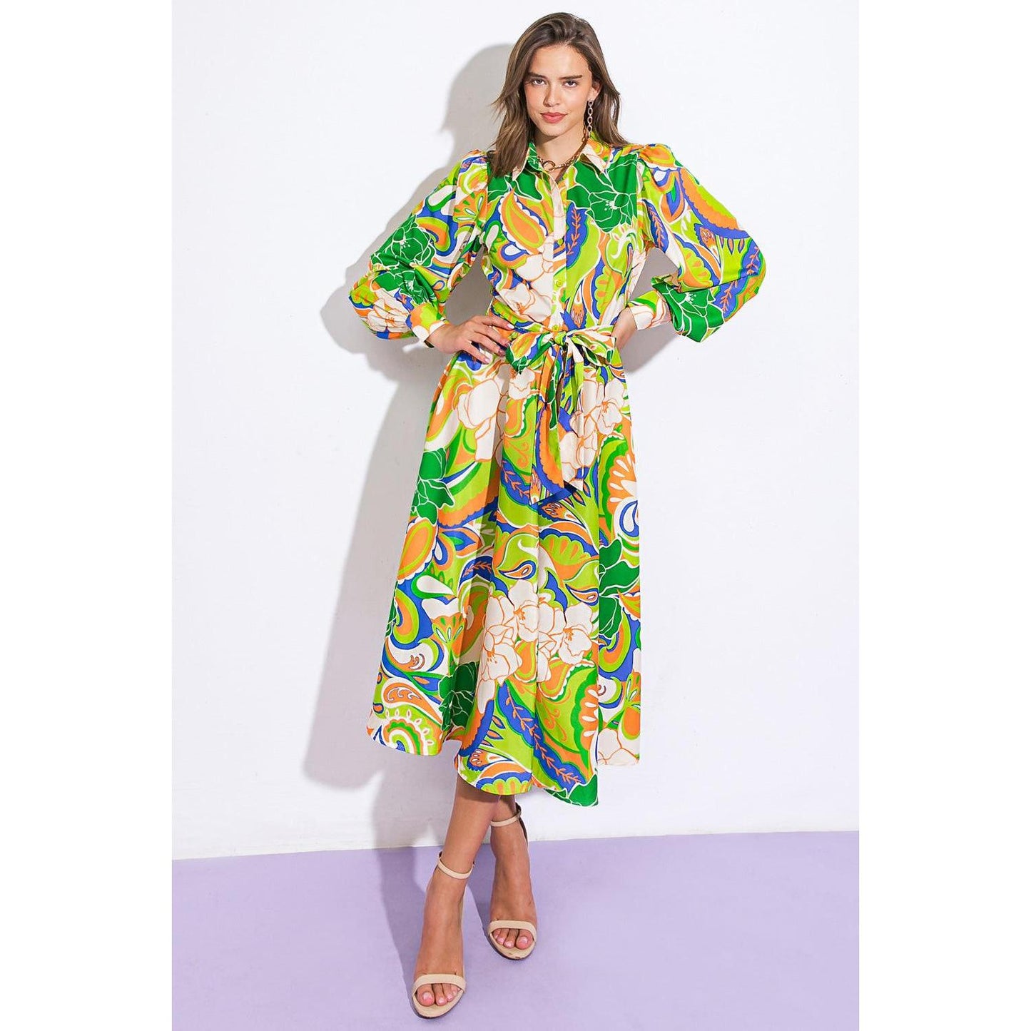 DESIRABLE STYLE WOVEN MIDI DRESS