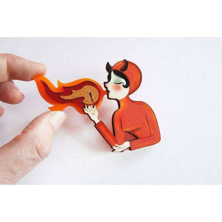 Fire Breather Halloween Brooch by Laliblue