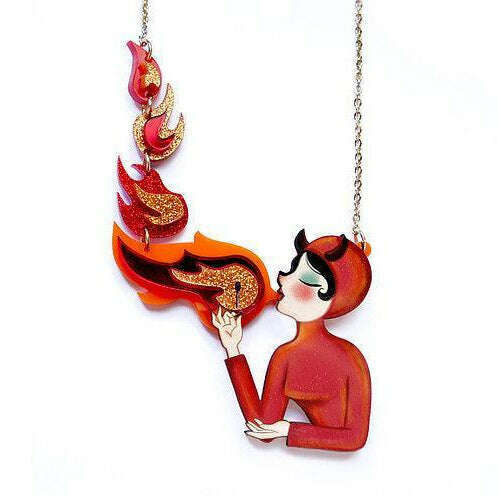 Fire Breather Halloween Necklace by Laliblue