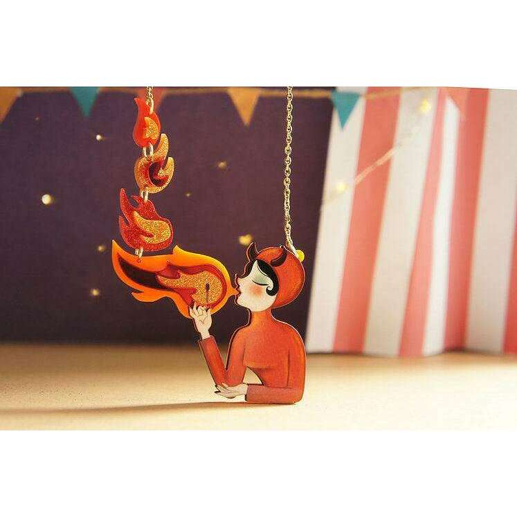 Fire Breather Halloween Necklace by Laliblue