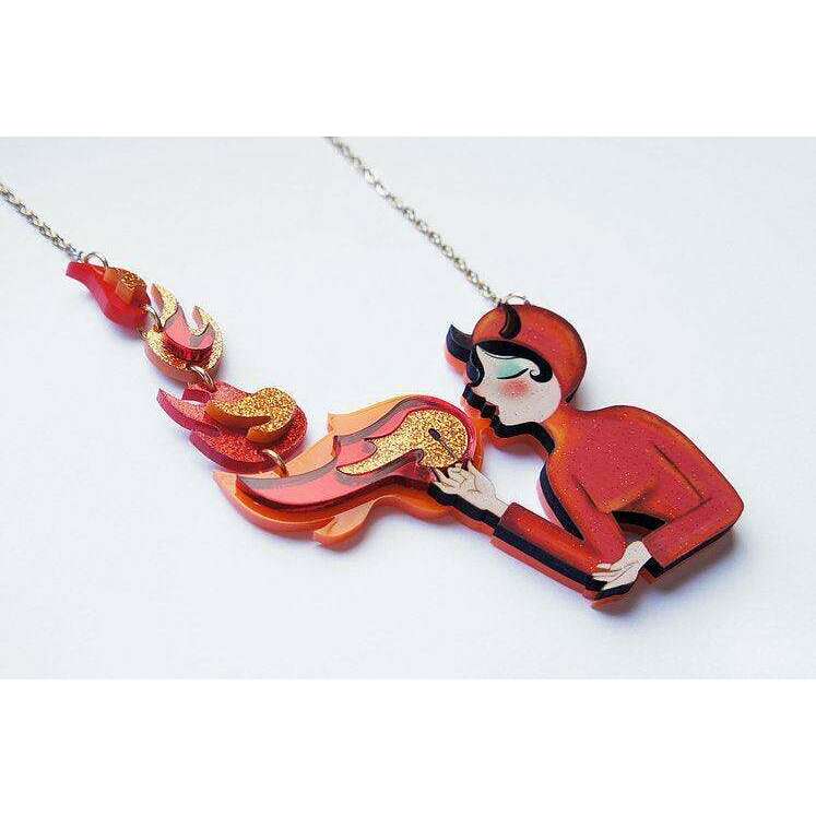 Fire Breather Halloween Necklace by Laliblue