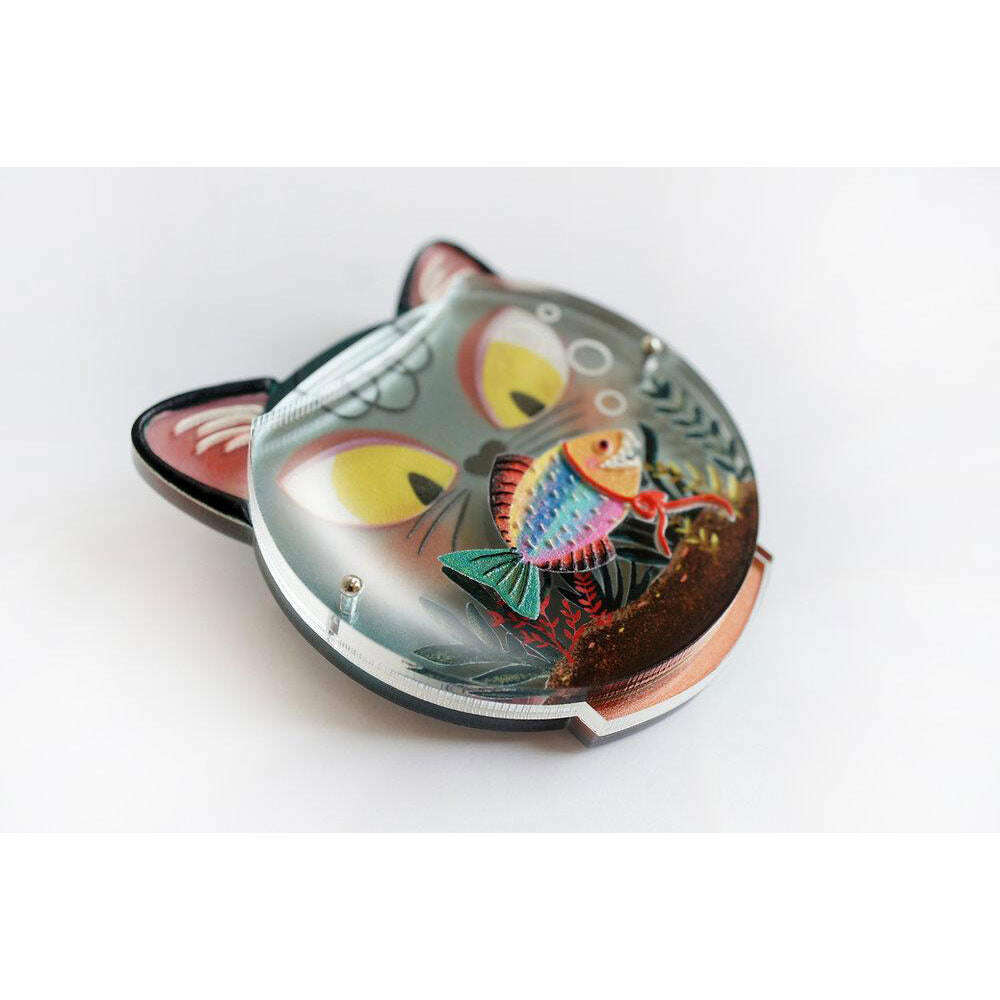Fishbowl With Cat Brooch by Laliblue