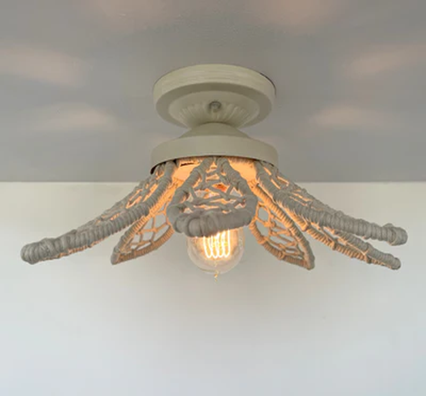 IVORY Natural FLORAL Ceiling Light Fixture