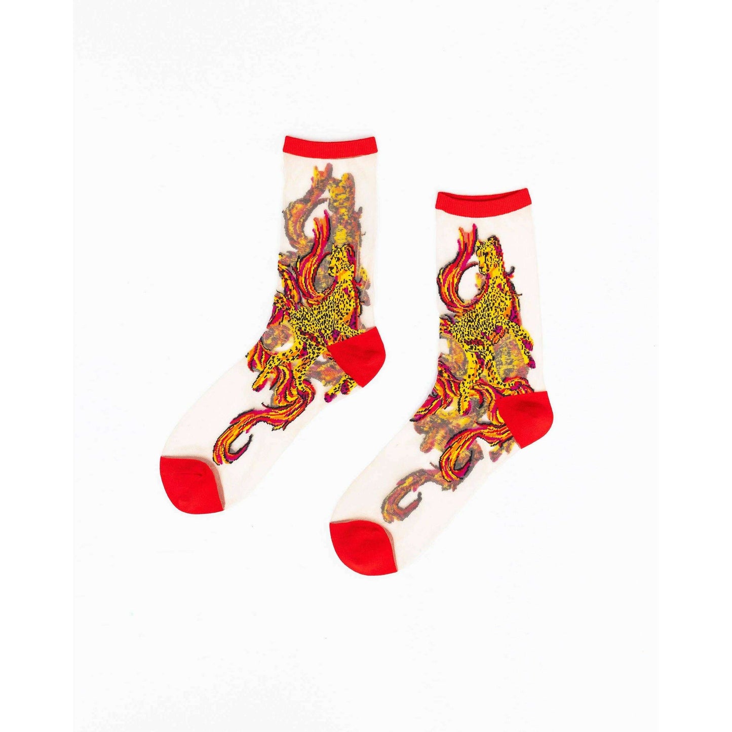 Flaming Cheetah Sheer Crew Sock