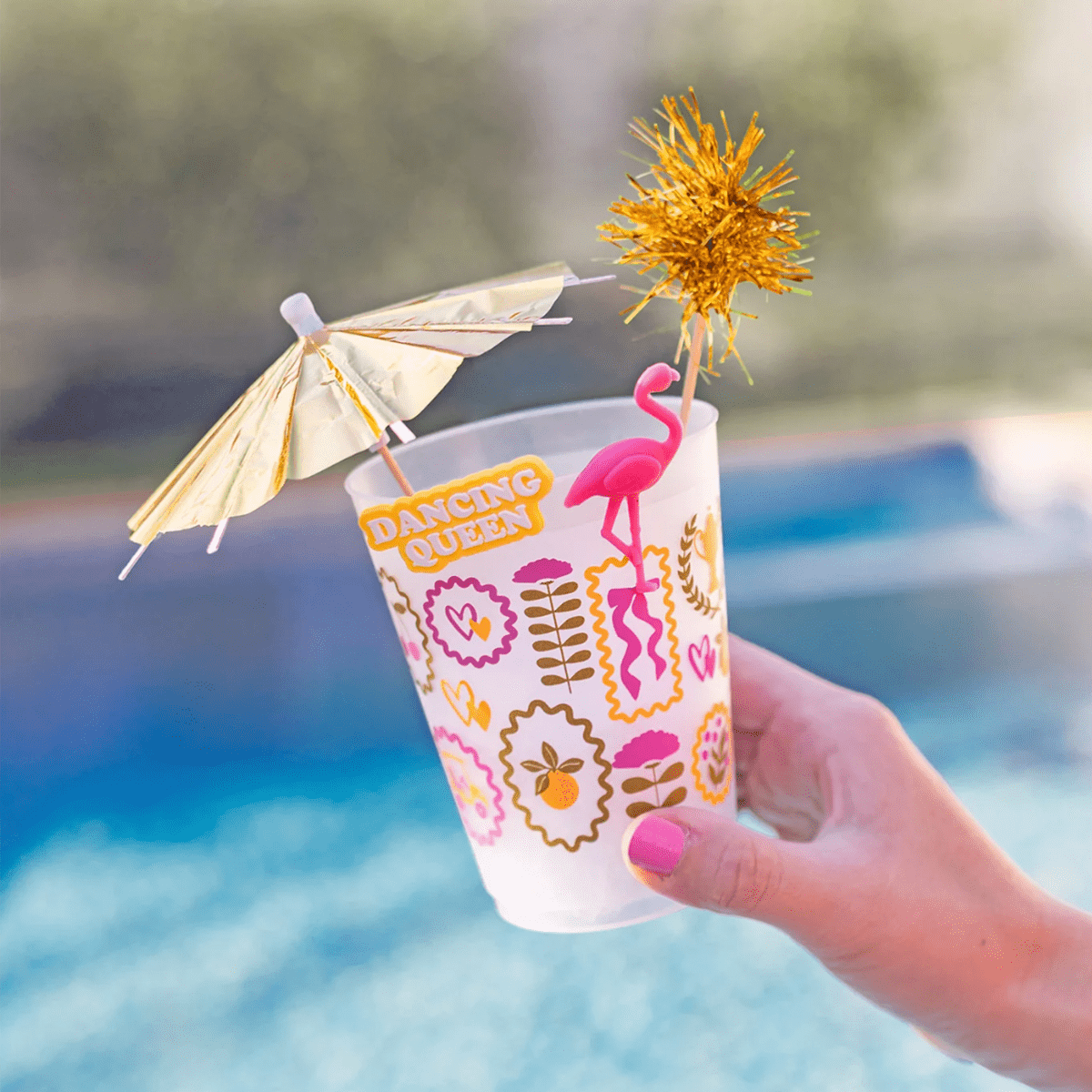 Flamingo Drink Charm & Umbrella Stirrers Set