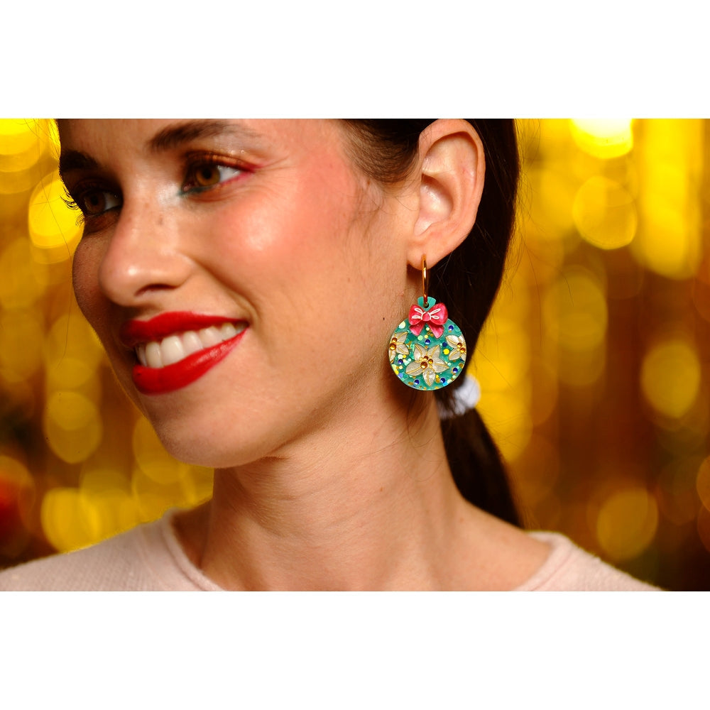 Floral Christmas Ornament Earrings by Laliblue – Retro Statement Jewelry Laliblue