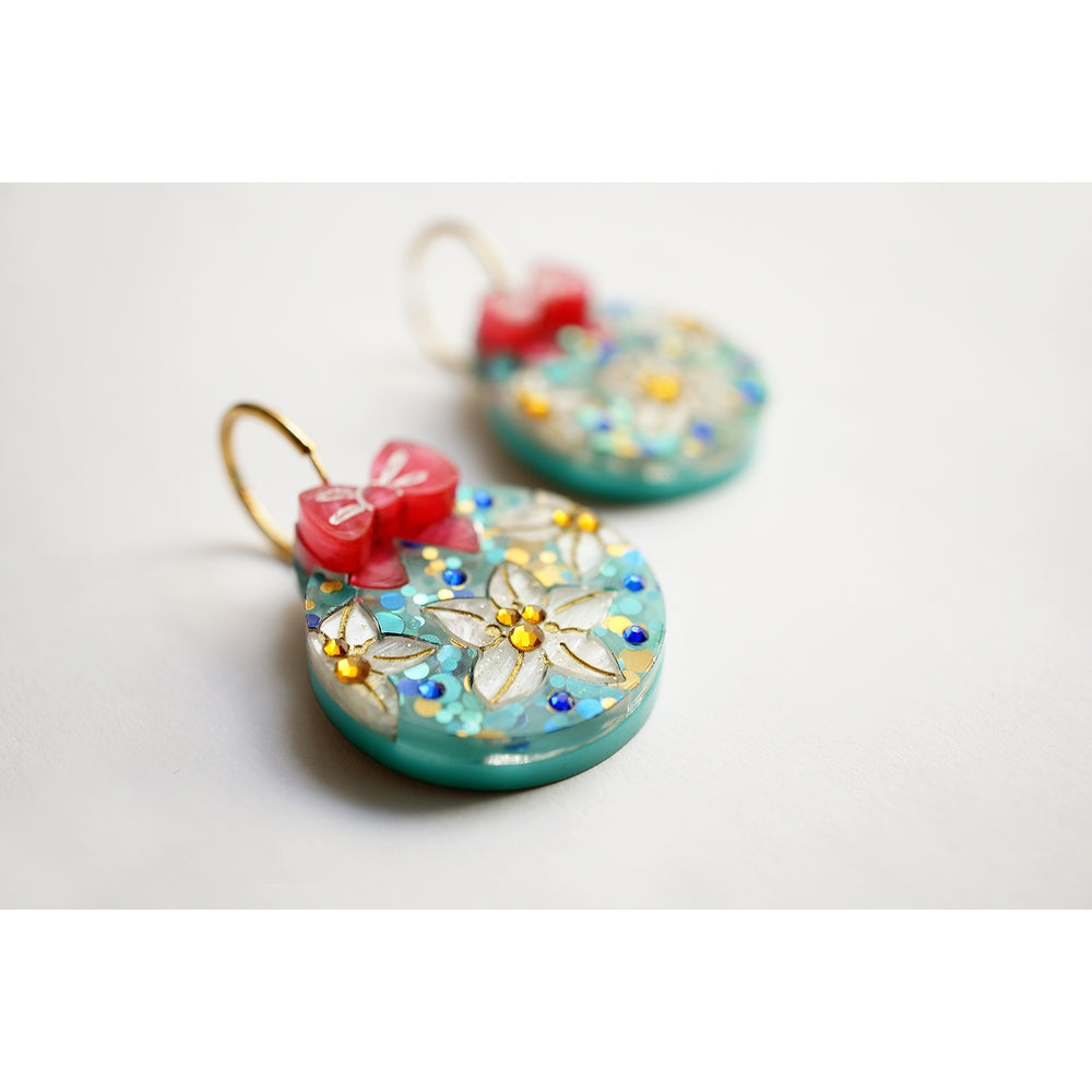 Floral Christmas Ornament Earrings by Laliblue – Retro Statement Jewelry Laliblue