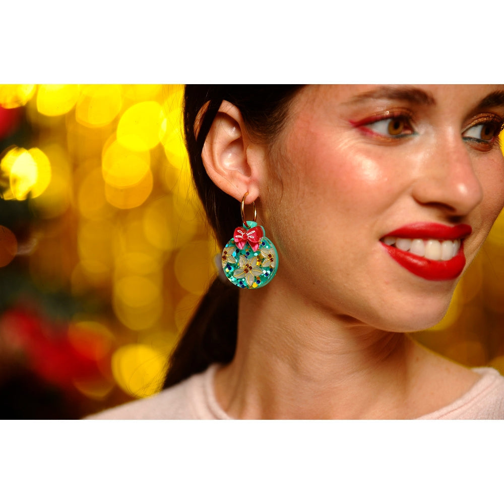 Floral Christmas Ornament Earrings by Laliblue – Retro Statement Jewelry Laliblue