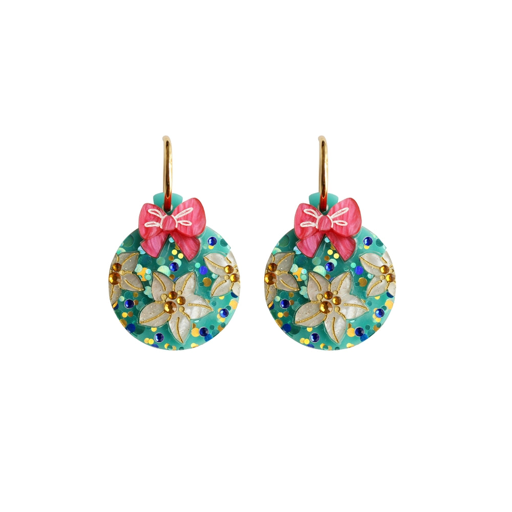 Floral Christmas Ornament Earrings by Laliblue – Retro Statement Jewelry Laliblue