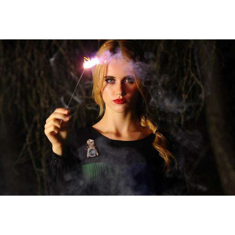 Fortune Teller with Crystal Ball Brooch by Laliblue