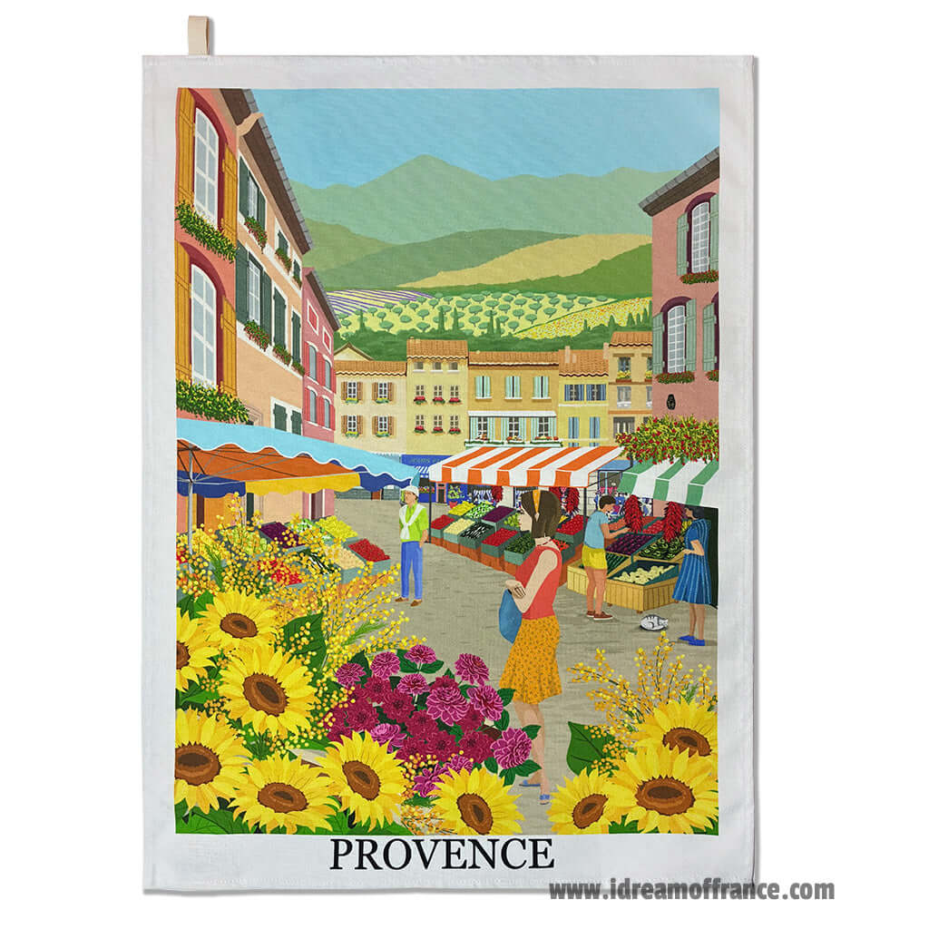 French kitchen towel - Printed cotton - Provence Street Market  | Label France