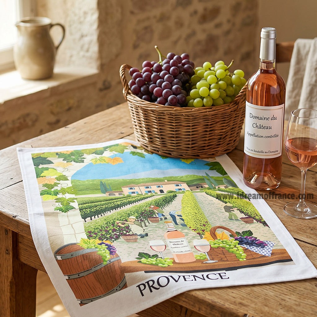 French kitchen towel - Printed cotton - Provence Winery  | Label France