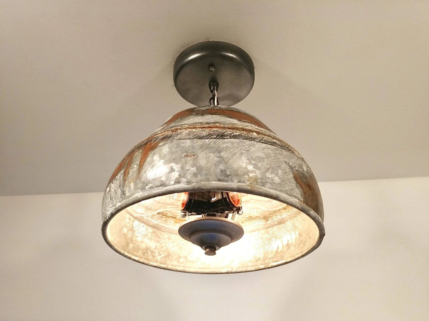 Rustic Bucket Chain Ceiling Light