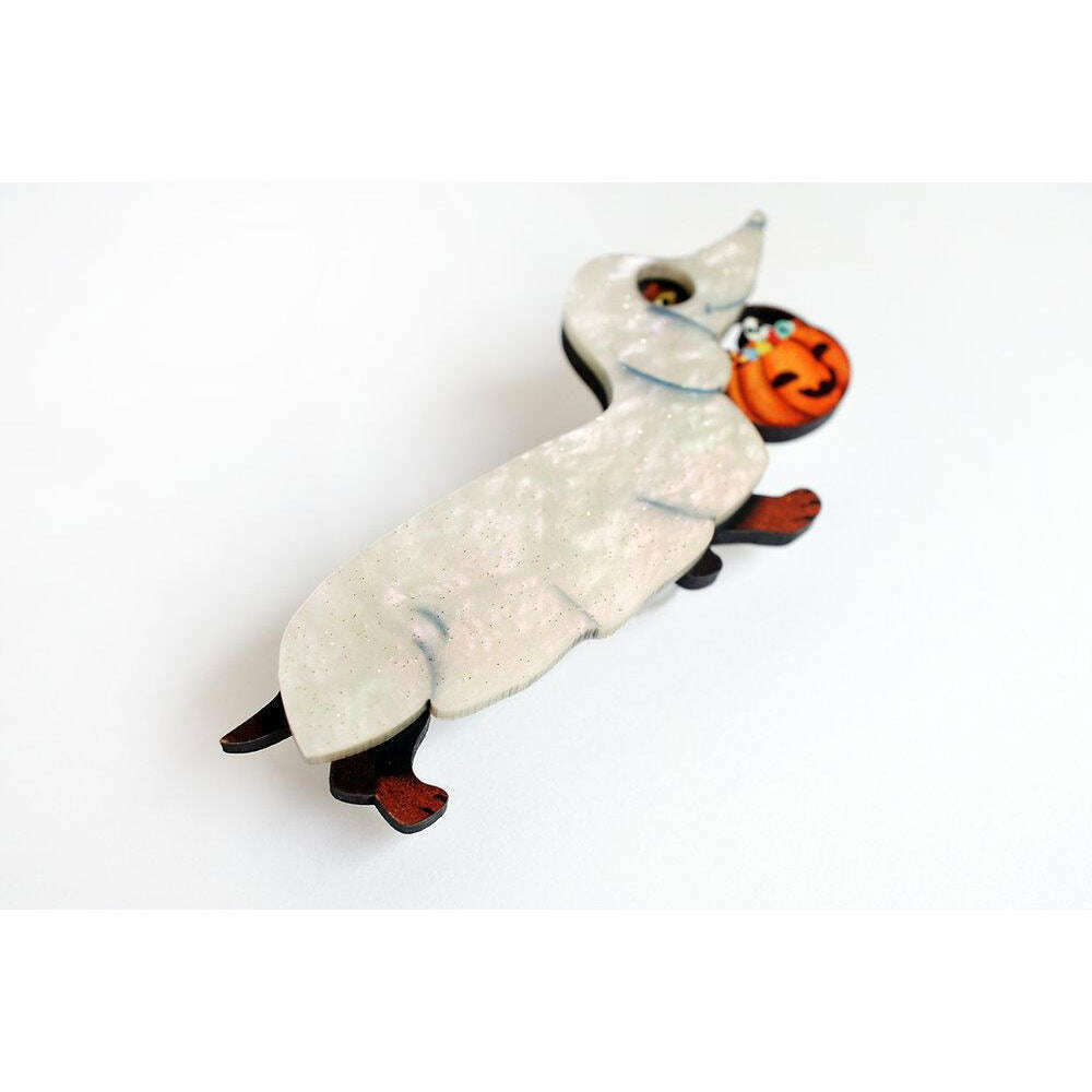 Ghost Dachshund Brooch by Laliblue