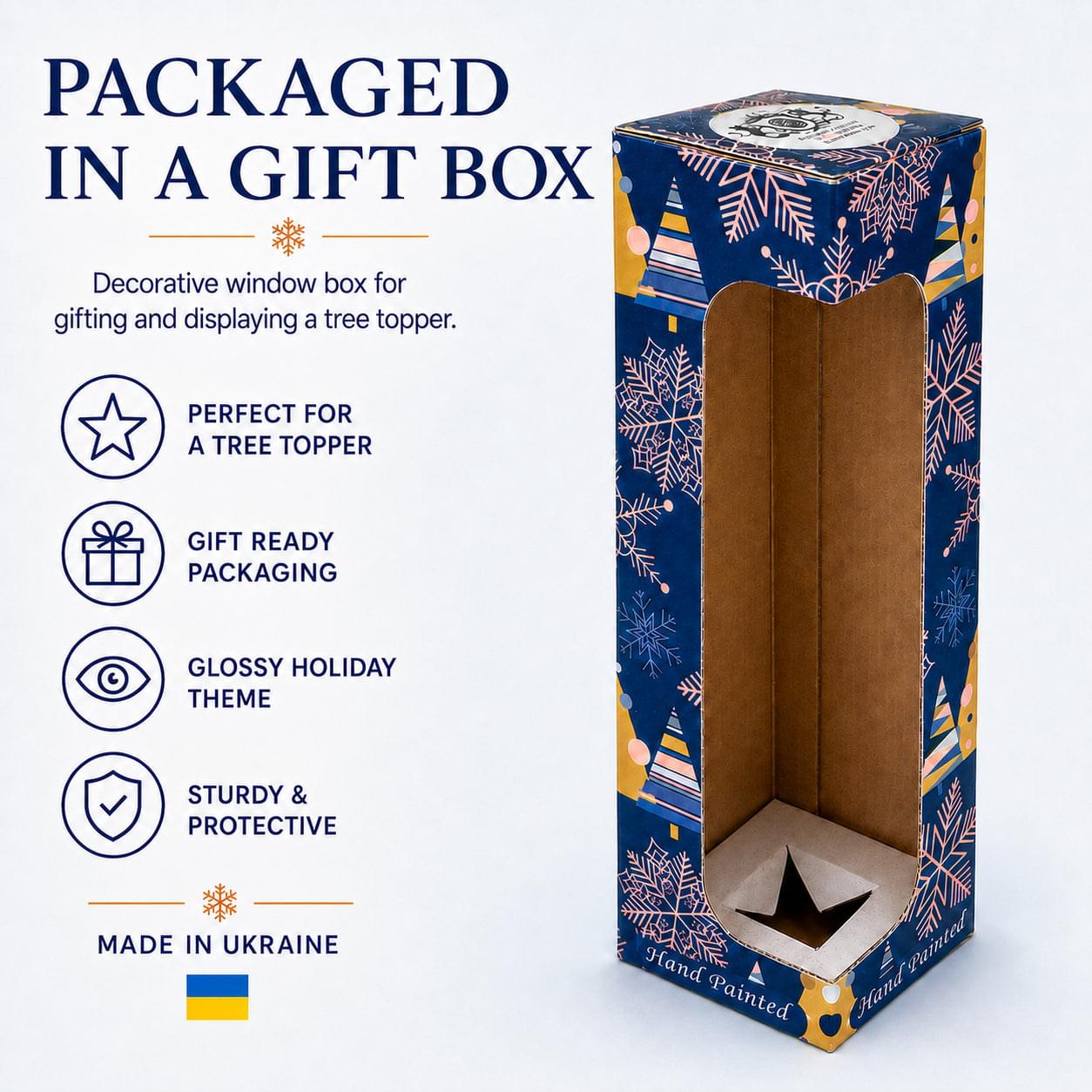 Dimensional White Roses on Green Leaves Glass Christmas Tree Topper 11 Inches