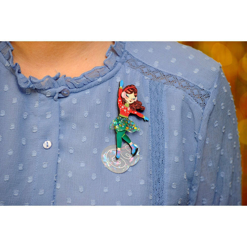 Girl Ice Skating Brooch by Laliblue