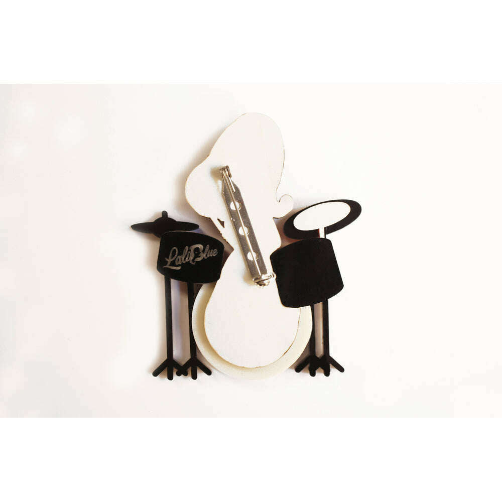 Girl playing drums brooch by Laliblue