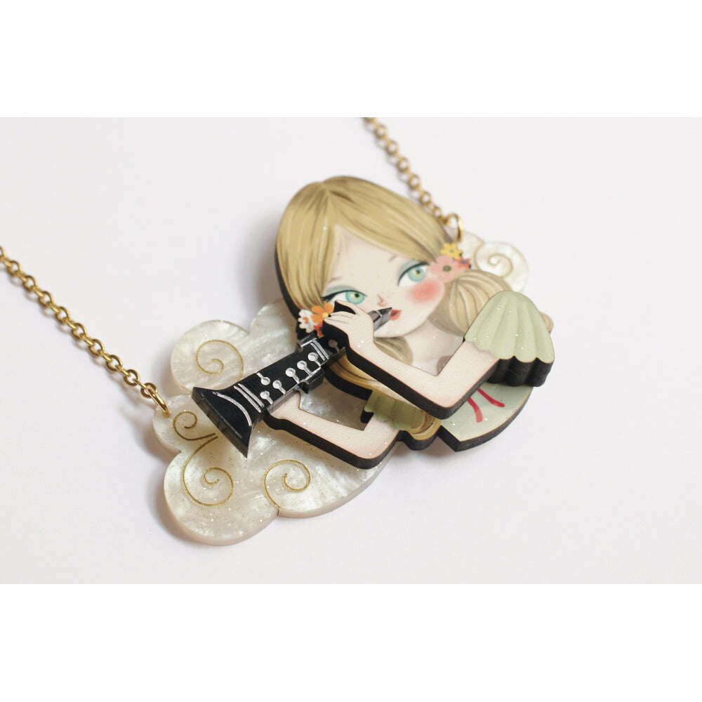 Girl playing the clarinet Necklace by Laliblue