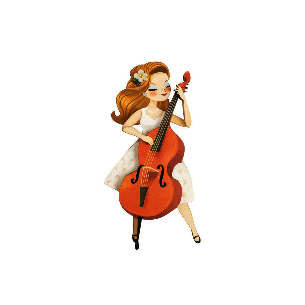 Girl playing the double bass Brooch by Laliblue