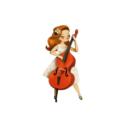 Girl playing the double bass Brooch by Laliblue