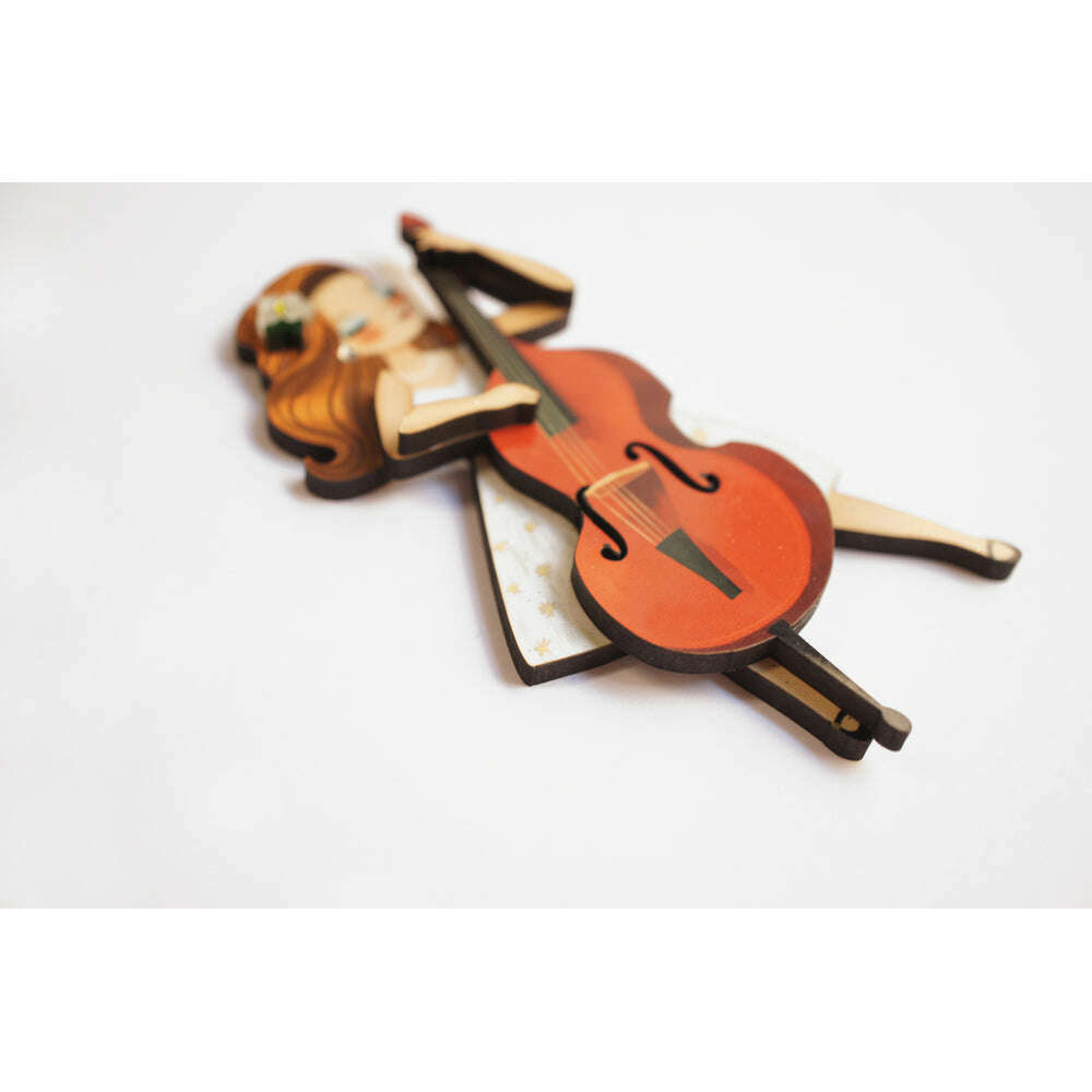 Girl playing the double bass Brooch by Laliblue