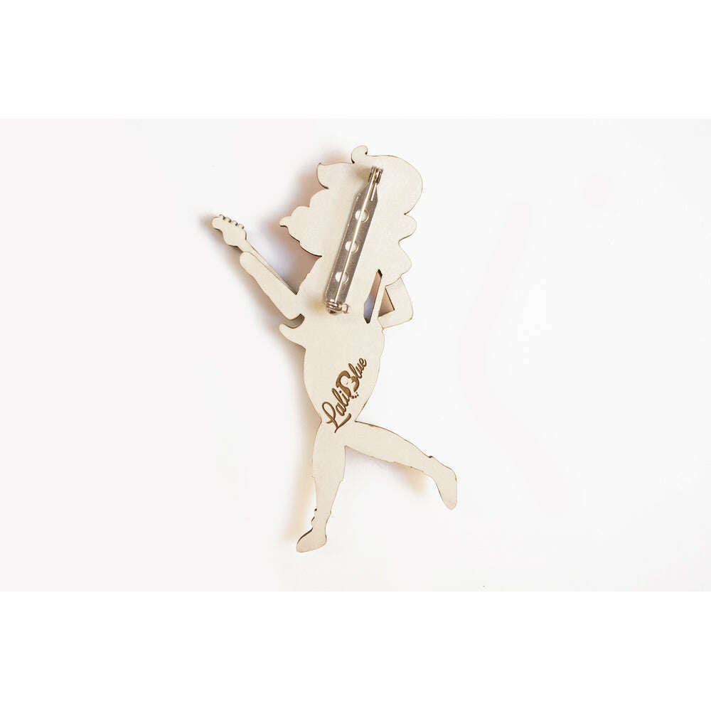 Girl playing the electric bass Brooch by Laliblue