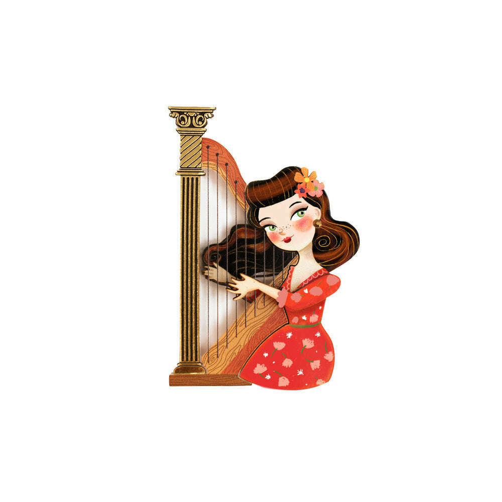 Girl playing the harp Brooch by Laliblue