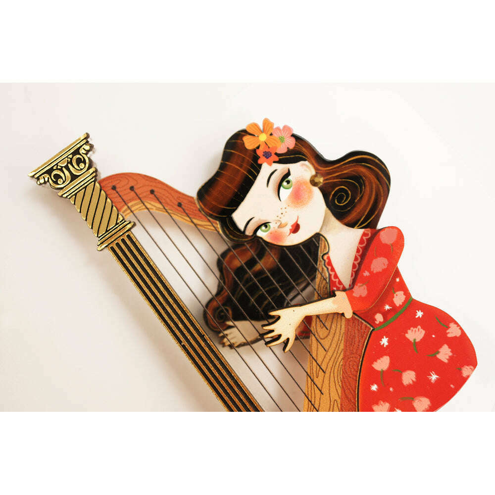 Girl playing the harp Brooch by Laliblue