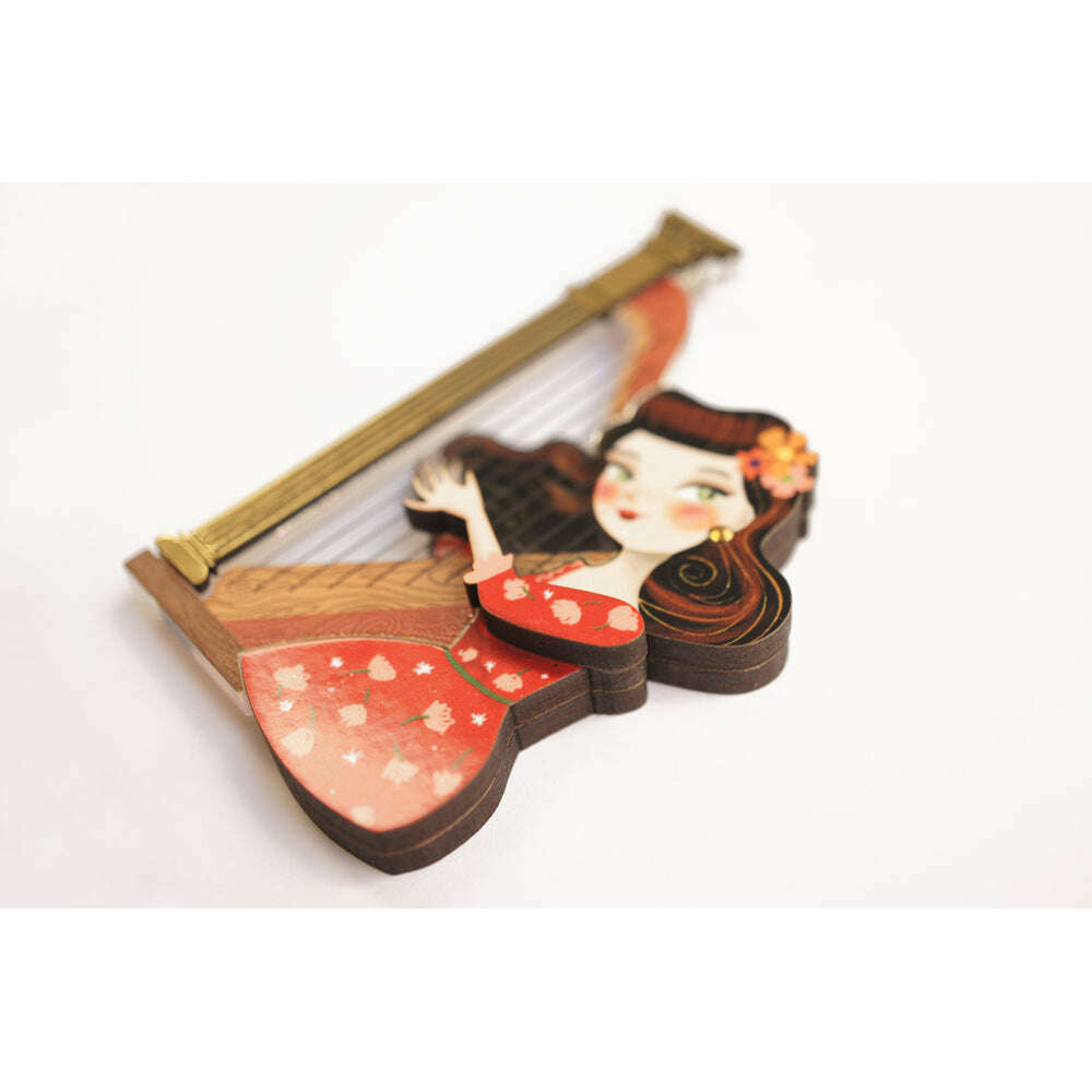 Girl playing the harp Brooch by Laliblue