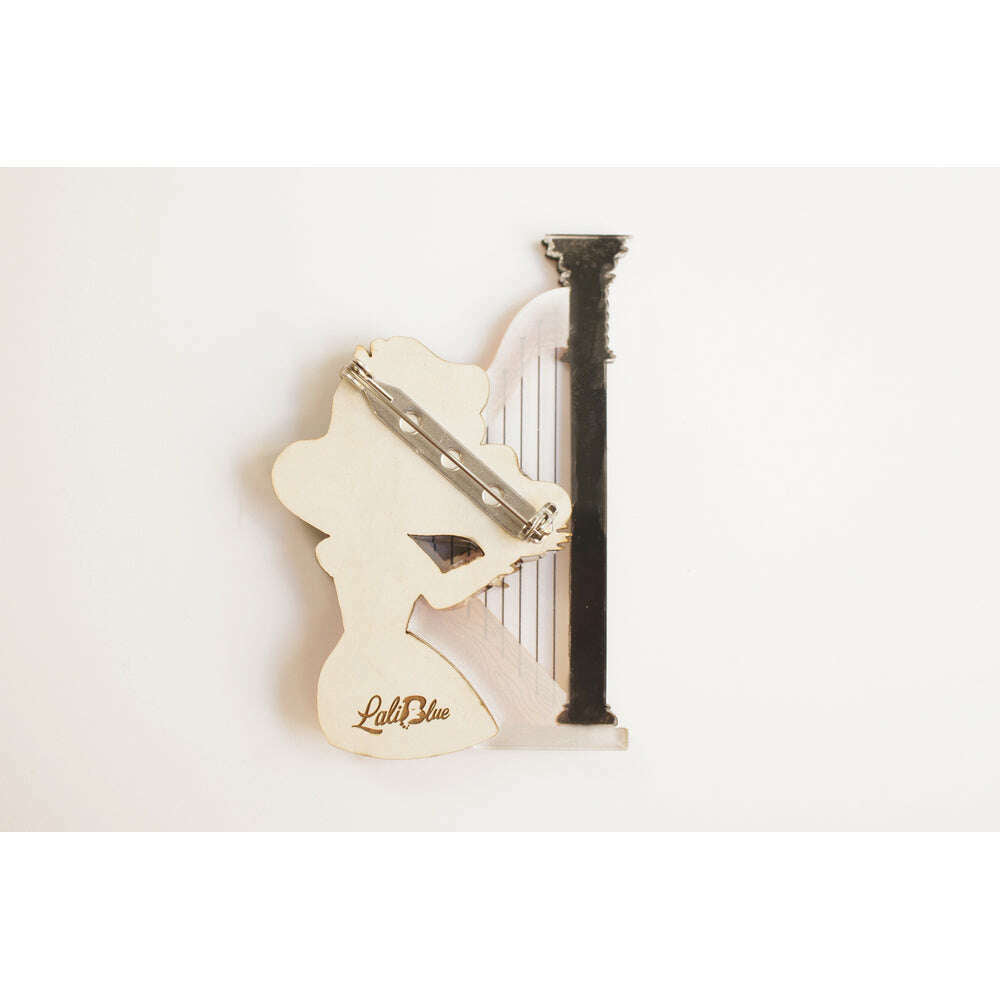 Girl playing the harp Brooch by Laliblue